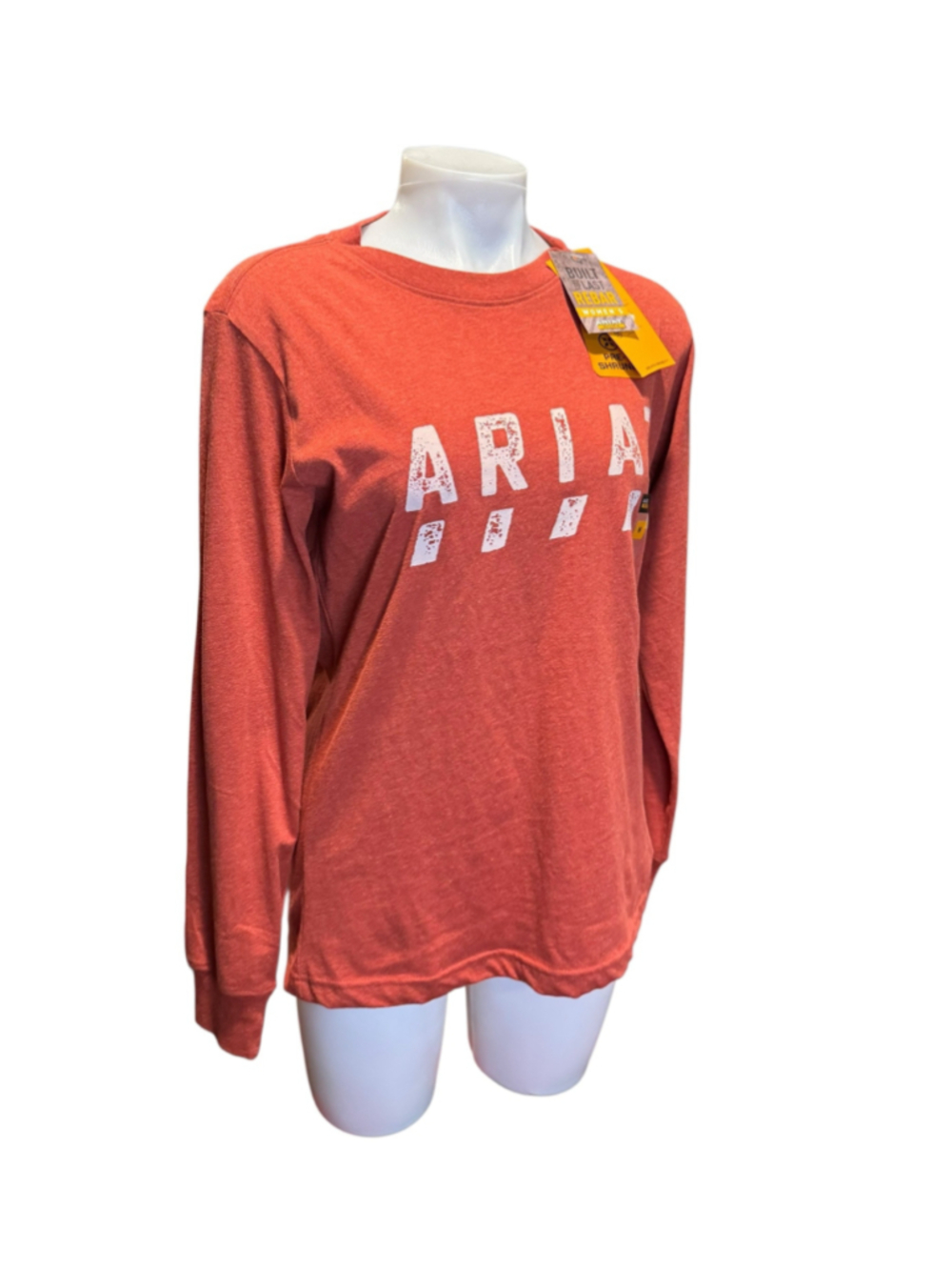 Women's Ariat Rebar Long Sleeve Tee, Size M, Red and White